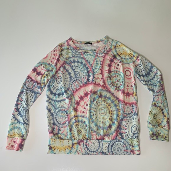 Valentine Women Circle Pattern Tie Dye Long Sleeve Pink Blue Purple Size Small - Picture 2 of 6